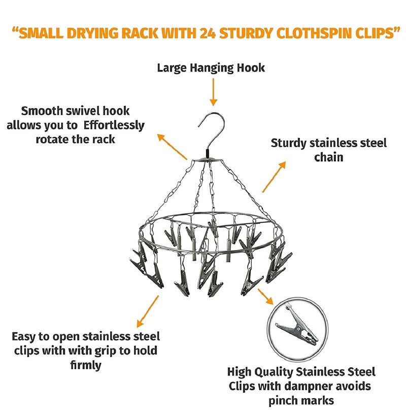 LIPSA ENTERPRISE LIPSA ENTERPRISE Clips Stainless Steel Square Cloth HangerClothes Stand for Drying Hanger with ClipsBaby Clothes DryerUndergarments HangerStand for Drying Clothes Round Hanger  - Image 2