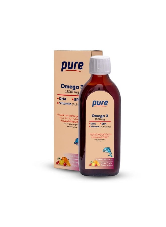 بيور  اوميجا 3 مكمل غذائي   شراب 150 مل - Image 1