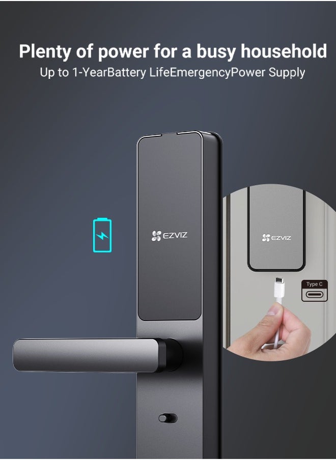 EZVIZ - Smart Lock DL05 7-in-1 Keyless Entry Door Lock Fingerprint Access Secure Keyless Entry Instant Alerts Weather-resistant Child Safety Lock For Home Apartment Villa Office Hotel 6068 - Image 1