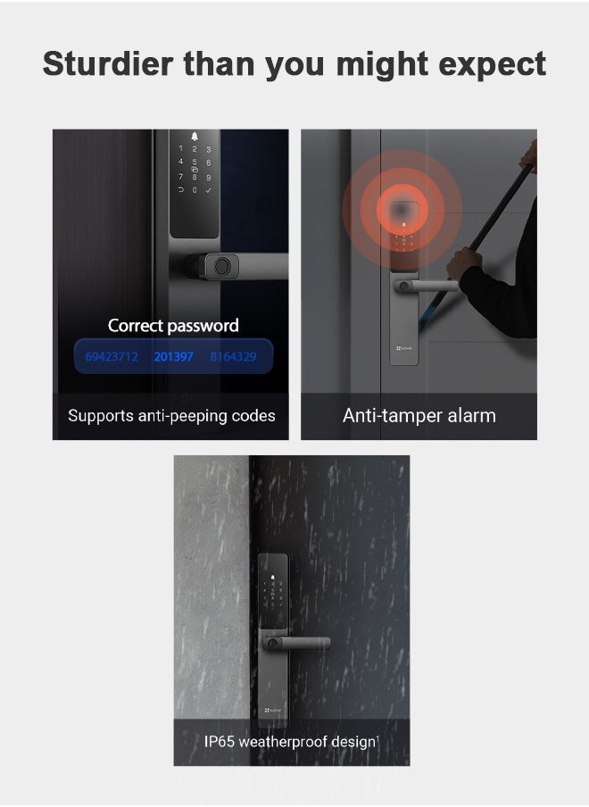 EZVIZ - Smart Lock DL05 7-in-1 Keyless Entry Door Lock Fingerprint Access Secure Keyless Entry Instant Alerts Weather-resistant Child Safety Lock For Home Apartment Villa Office Hotel 6068 - Image 1