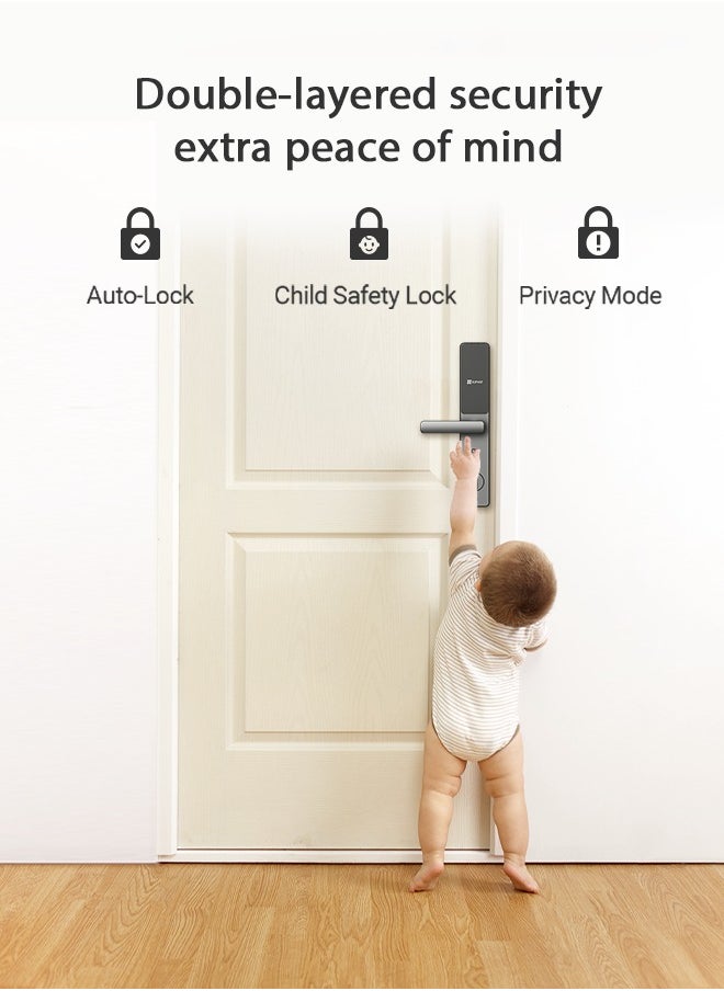 EZVIZ - Smart Lock DL05 7-in-1 Keyless Entry Door Lock Fingerprint Access Secure Keyless Entry Instant Alerts Weather-resistant Child Safety Lock For Home Apartment Villa Office Hotel 6068 - Image 1