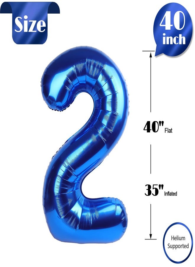 IWERP Navy Blue 2 Balloon, Number Balloon 40 Inch, Two Balloon Number Birthday Decorations, Second 2nd Birthday Party Supplies, Number 2 Balloon - Image 5