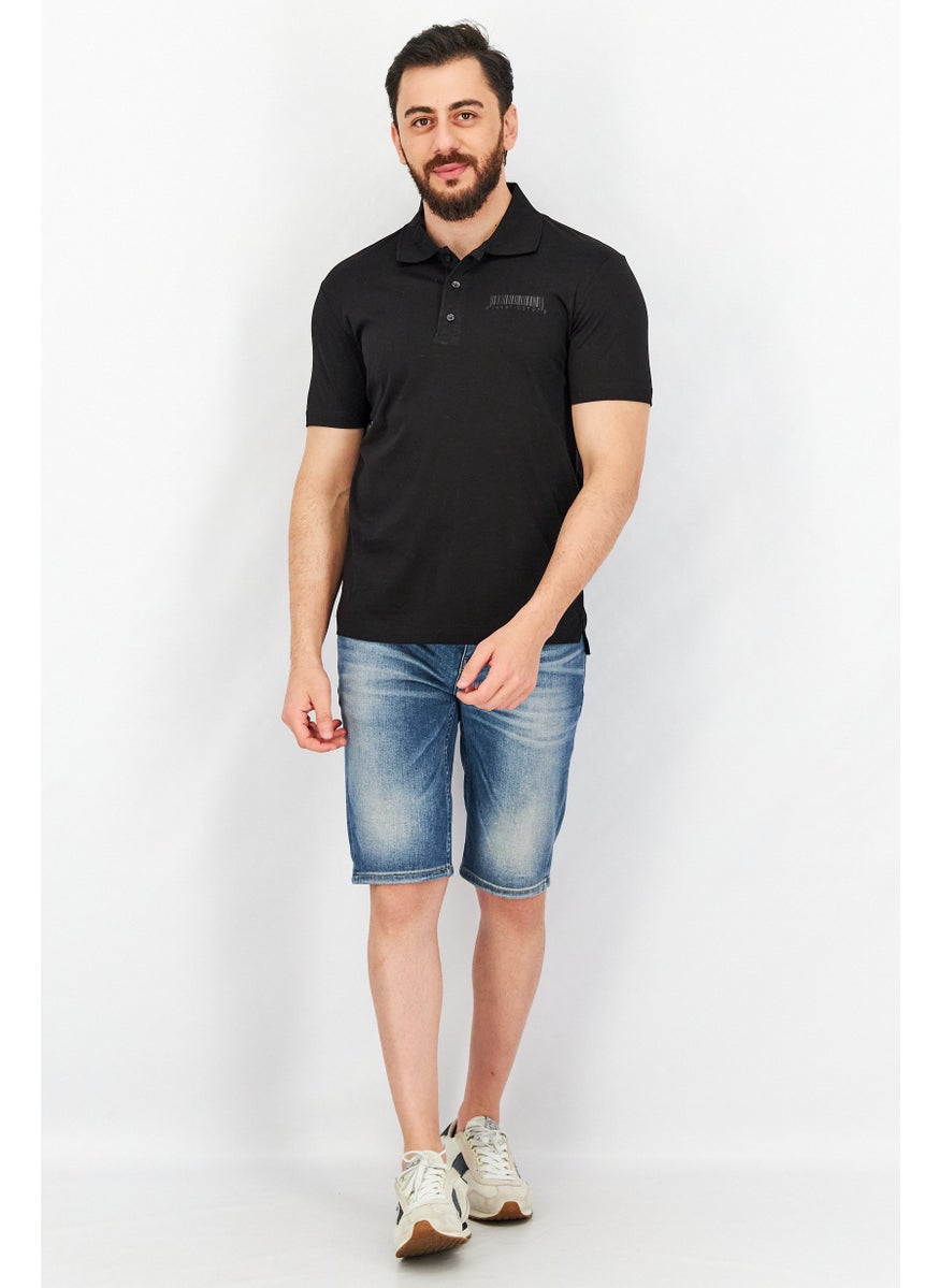 DIESEL Men Regular Fit Short Sleeve Graphic Print Polo Shirt, Black  - Image 2