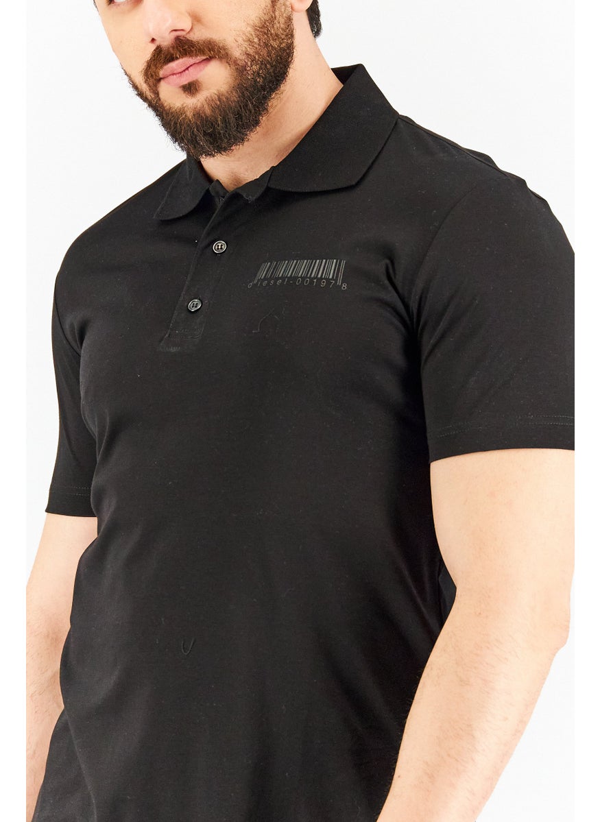 DIESEL Men Regular Fit Short Sleeve Graphic Print Polo Shirt, Black  - Image 3
