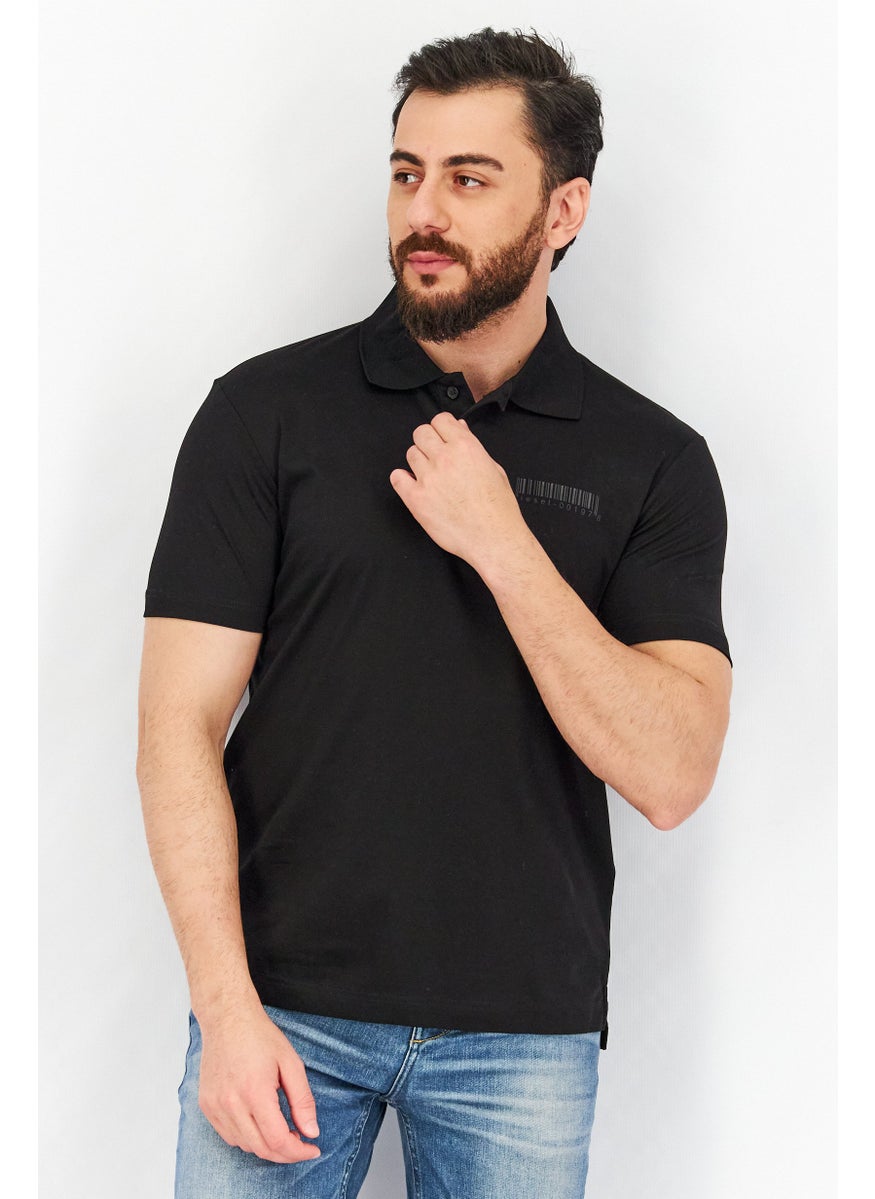 DIESEL Men Regular Fit Short Sleeve Graphic Print Polo Shirt, Black  - Image 1