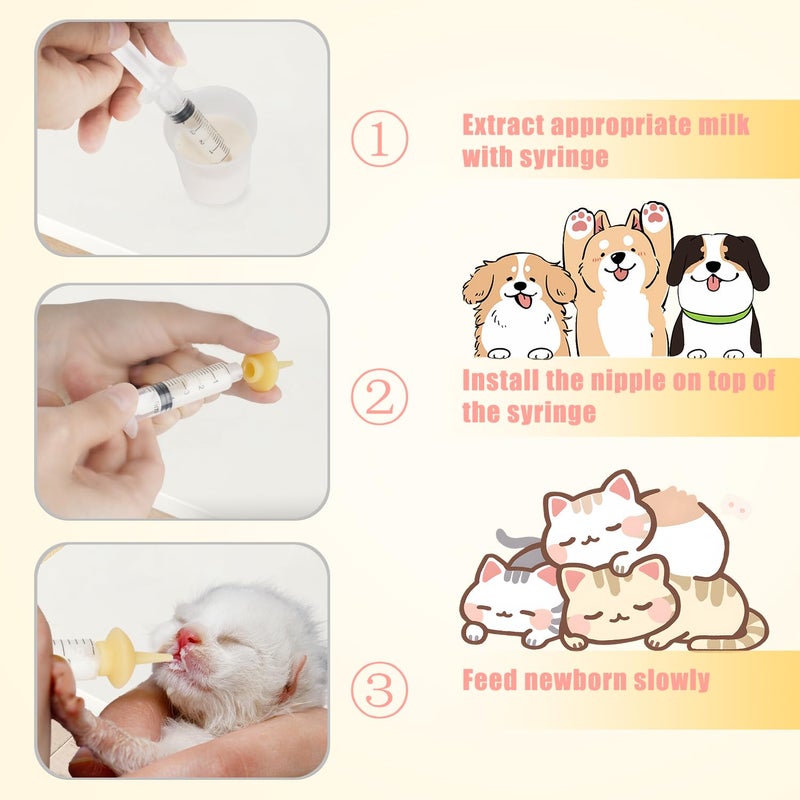 Xuanda Mini Pet Feeding Bottle and Syringes with Nipples for Small Cat Dog Animals (Model 4) - Image 4