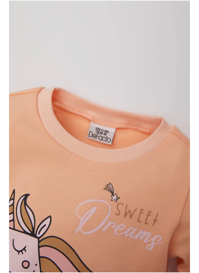 DeFacto - Babygirl Regular Fit Bike Neck Long Sleeve Knitted Pyjamas - 2 Pieces - Image 1