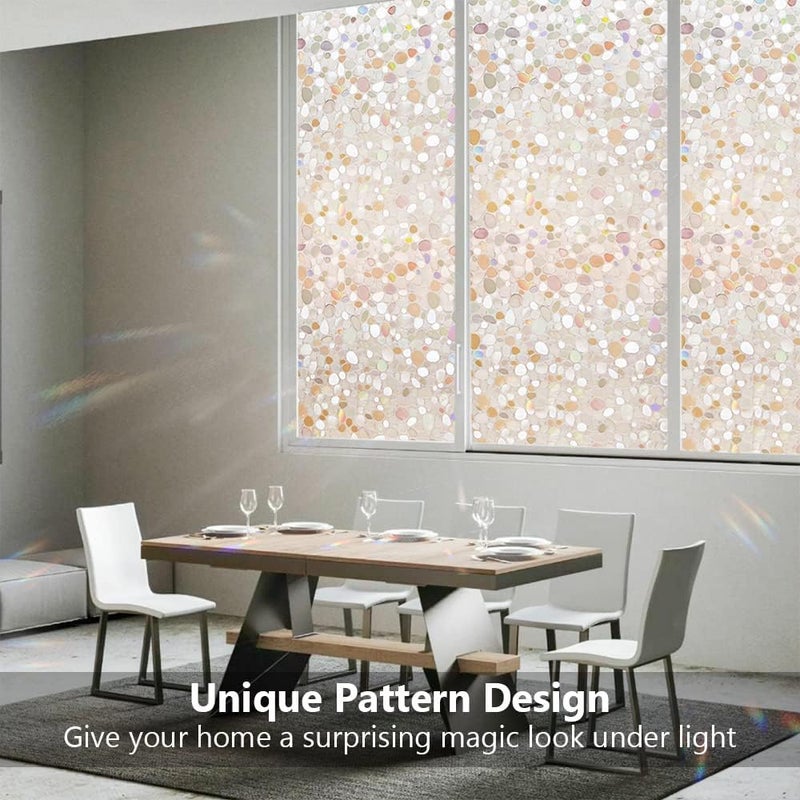 MAKINGTEC Window Privacy Film, 3D Decorative Static Cling Window Privacy Film No Glue Removable Home Office Film Anti UV Window Cling Decorative 44.5 x 200cm - Image 4