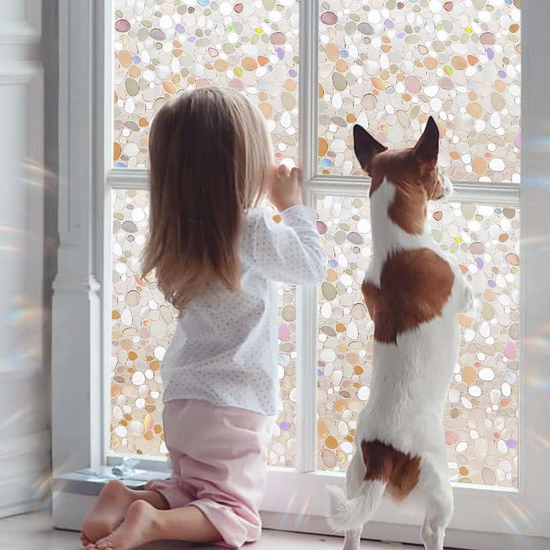 MAKINGTEC Window Privacy Film, 3D Decorative Static Cling Window Privacy Film No Glue Removable Home Office Film Anti UV Window Cling Decorative 44.5 x 200cm - Image 2