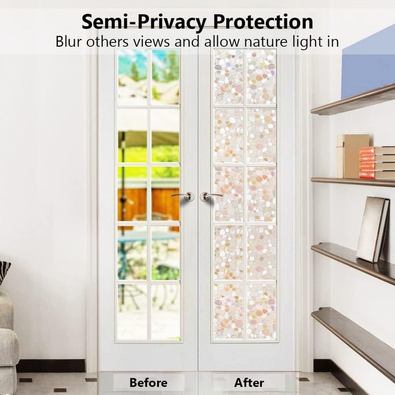 MAKINGTEC Window Privacy Film, 3D Decorative Static Cling Window Privacy Film No Glue Removable Home Office Film Anti UV Window Cling Decorative 44.5 x 200cm - Image 3