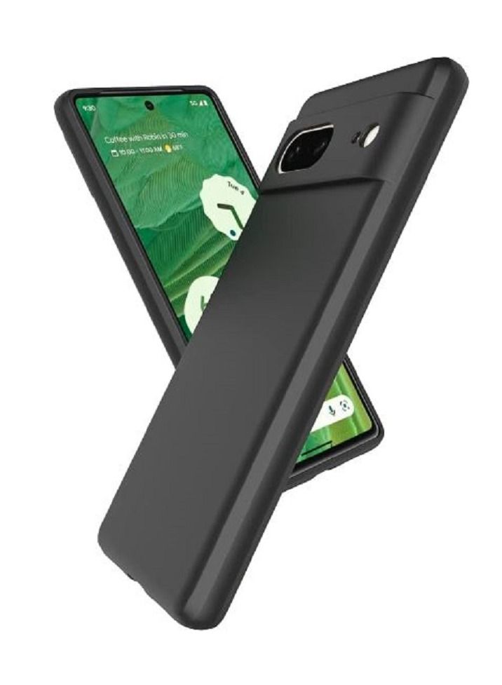 IAF 2Pcs Soft TPU Back Cover Shockproof Silicone Bumper Anti-Fingerprints Full-Body Protective Case Cover for Google Pixel 7 (Black) - Image 3