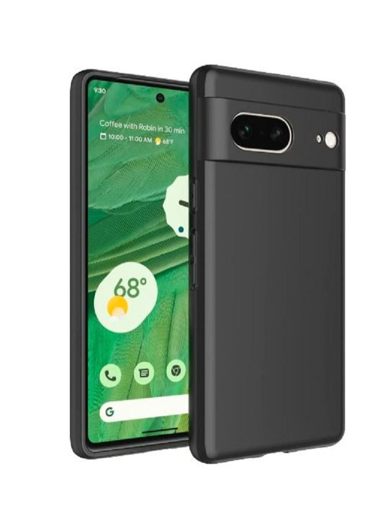 IAF 2Pcs Soft TPU Back Cover Shockproof Silicone Bumper Anti-Fingerprints Full-Body Protective Case Cover for Google Pixel 7 (Black) - Image 2