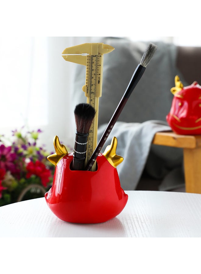 Creative Ceramic Decoration Home Living Room Desktop Lucky Decoration Zodiac Dragon Piggy Bank Storage Pot Business Gift-Color:Longfa Fortune Tea Pot Suit Large Suit (15*9*15) - Image 4