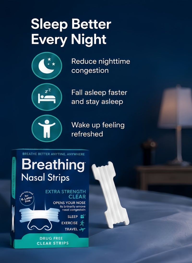 Breathe Right Extra Clear Nasal Strips for Nasal Congestion Relief, 44 Count (Pack of 1) - Packaging May Vary - Image 4