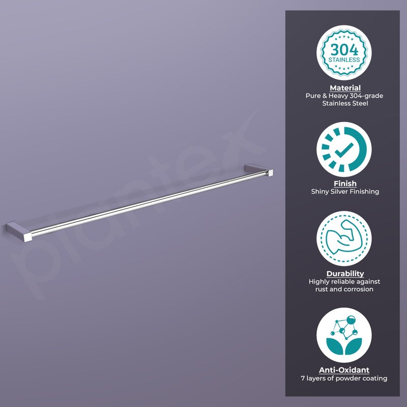 Plantex Stainless Steel Towel Hanger for Bathroom/Towel Rod/Towel Stand for Kitchen/Bathroom Accessories (24-inch) Chrome - Image 2