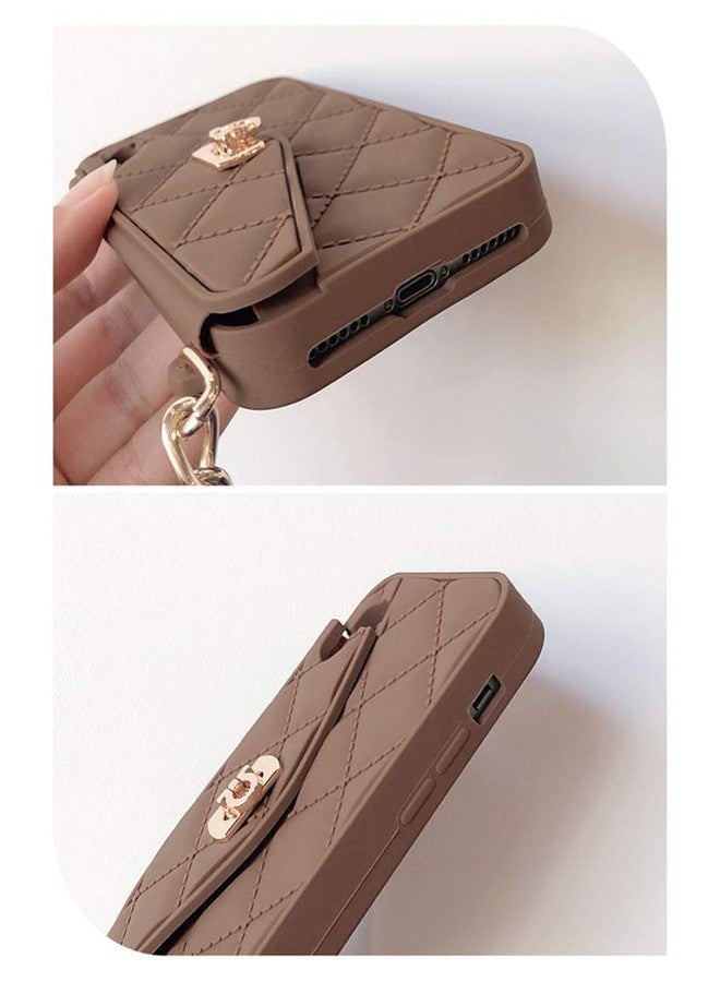 UnnFiko Wallet Case Compatible with iPhone 14 Pro Max, Cute Light Luxury Bag Design, Purse Flip Card Pouch Cover Soft Silicone Case with Handstrap Long Shoulder Strap (Brown, iPhone 14 Pro Max) - Image 4
