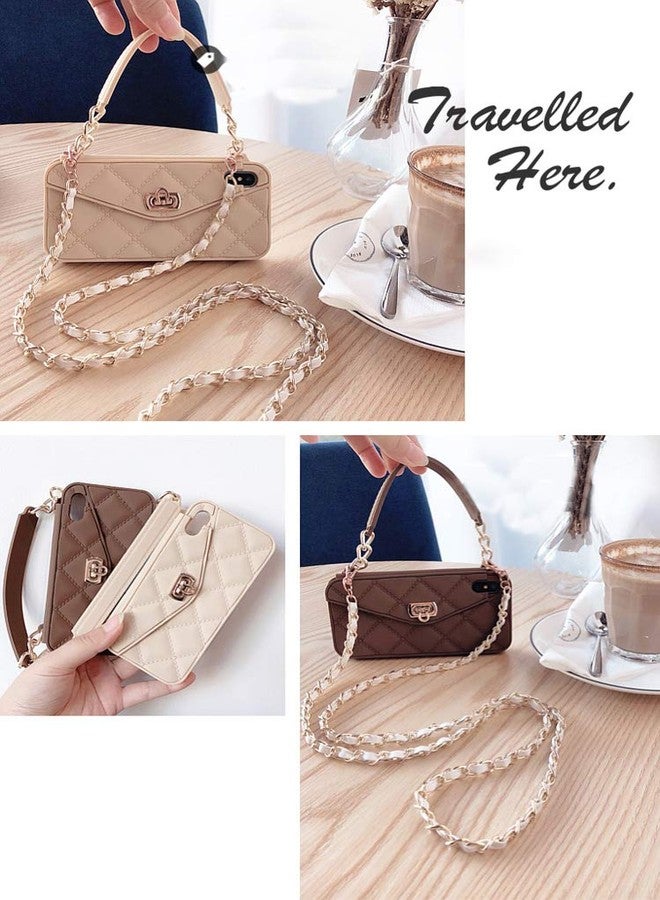 UnnFiko Wallet Case Compatible with iPhone 14 Pro Max, Cute Light Luxury Bag Design, Purse Flip Card Pouch Cover Soft Silicone Case with Handstrap Long Shoulder Strap (Brown, iPhone 14 Pro Max) - Image 2