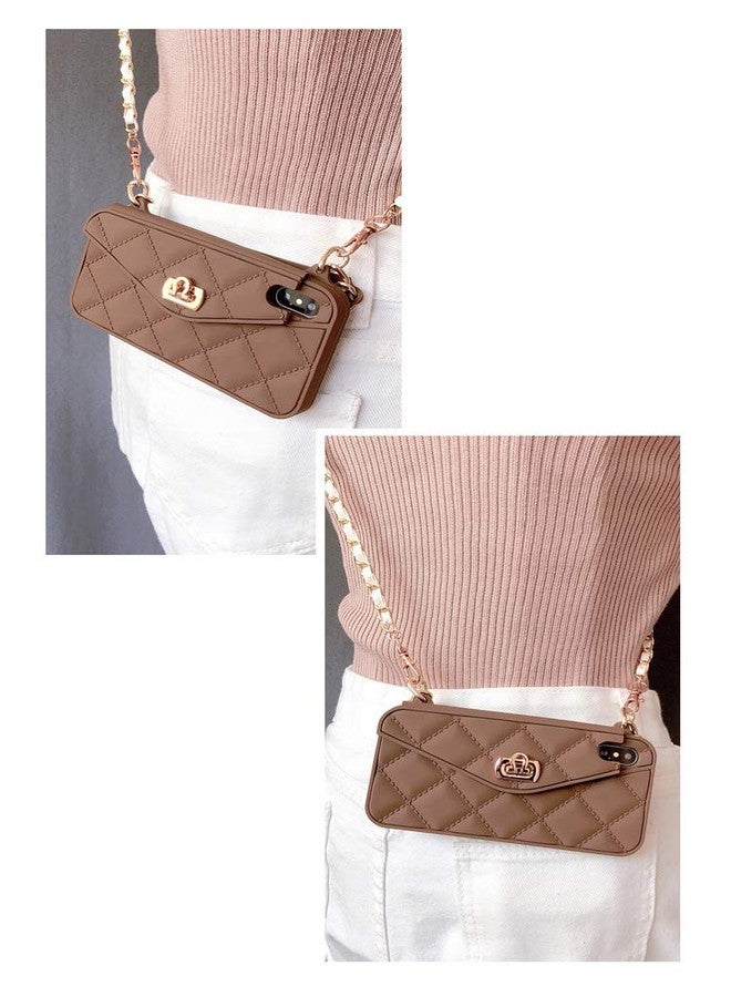 UnnFiko Wallet Case Compatible with iPhone 14 Pro Max, Cute Light Luxury Bag Design, Purse Flip Card Pouch Cover Soft Silicone Case with Handstrap Long Shoulder Strap (Brown, iPhone 14 Pro Max) - Image 3
