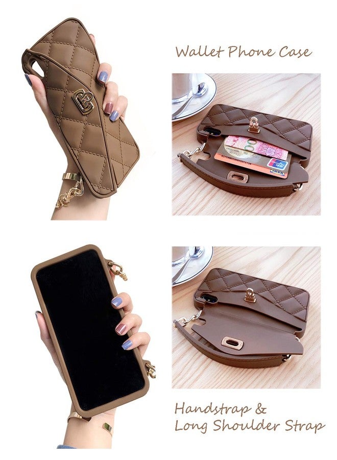 UnnFiko Wallet Case Compatible with iPhone 14 Pro Max, Cute Light Luxury Bag Design, Purse Flip Card Pouch Cover Soft Silicone Case with Handstrap Long Shoulder Strap (Brown, iPhone 14 Pro Max) - Image 5