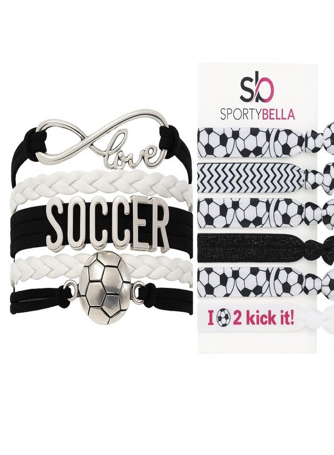 Infinity Collection SportyBella Soccer Gift Set - Bracelet and 6-Piece Hair Tie Pack - Soccer Accessories for Girls or Teams - Soccer Bracelet and Hair Ties for Players, Fans, or Coaches - Image 1