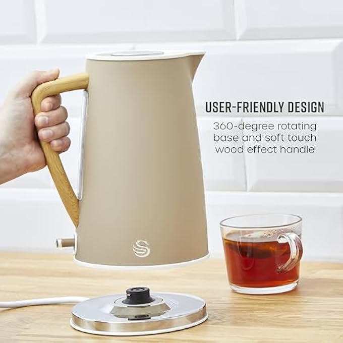 Swan Sk14610Oat Nordic Cordless Jug Kettle With Fast Boil Technology Overheat Protection Soft Touch Handle 17L 3Kw Oatmeal White - Image 5