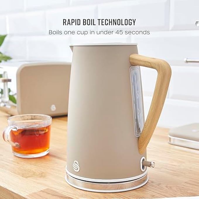 Swan Sk14610Oat Nordic Cordless Jug Kettle With Fast Boil Technology Overheat Protection Soft Touch Handle 17L 3Kw Oatmeal White - Image 4