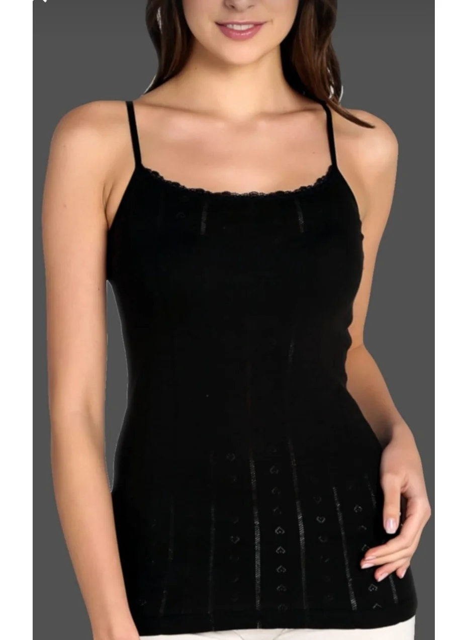 Tutku 0200 Women's Jacquard Rope Strap 3-Piece Undershirt