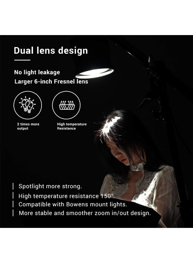 Aputure Fresnel 2X – 5.5″ Dual‑Lens Bowens Mount Fresnel with Rotating Barrel (12–40° Spot‑to‑Flood), Padded Carry Case - Image 3