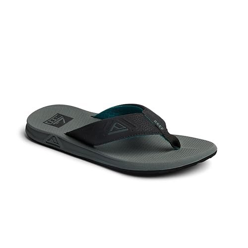 Reef Phantoms Mens Beach Flip Flop, Water Friendly, Soft and Supportive Molded Footbed, Grey/Black/Green, 10 - Image 2