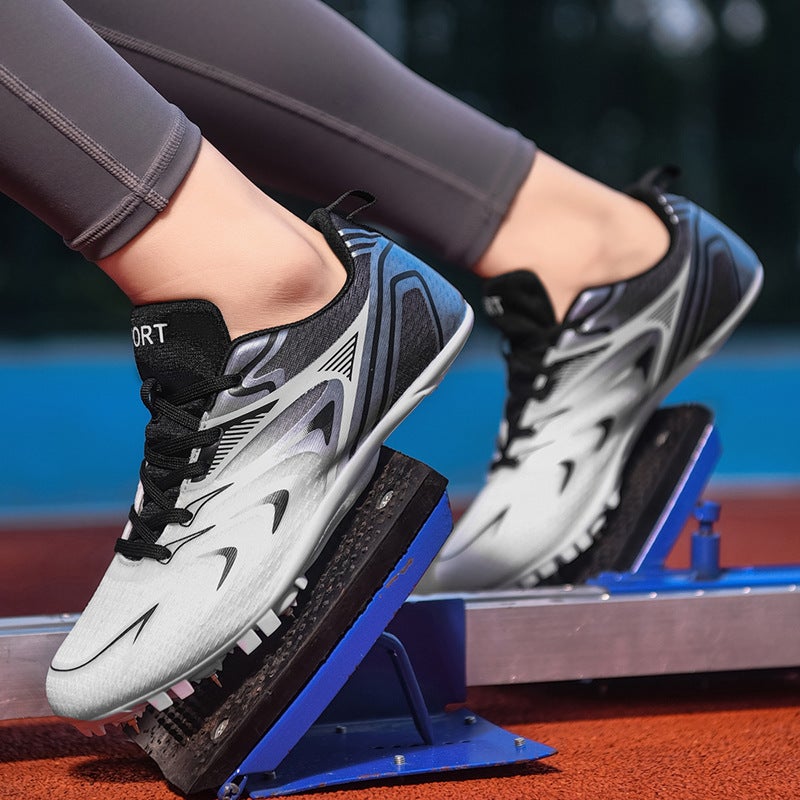 Generic New spike shoes track and field sprint mens professional spike shoes female students high school entrance examination sports special spike shoes long jump middle and long distance running Black t5755 