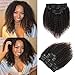 Urbeauty Highlight Brown Clip in Hair Extensions Real Human Hair 1B/4 Natural Balck Color Mix Medium Brow Color 3c Kinky Curly Clip in Hair Extensions for Black Women and White Women - Image 2