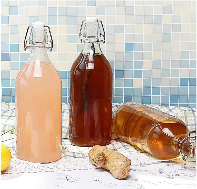 FUFU 6Pack 16oz Flip Top Glass Bottle Swing Top Bottles with Airtight Seal Flip Caps for Kombucha, Beverages, Oil, Vinegar, Water, Soda, Kefir… - Image 5
