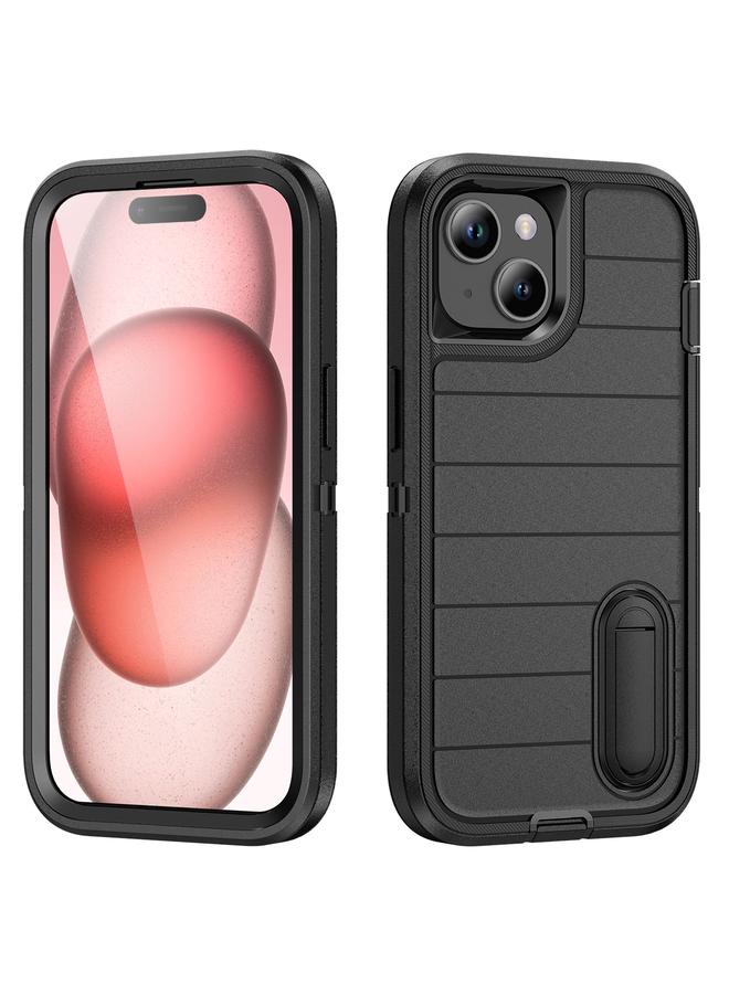 اس-توب جراب لهاتف iPhone 15 Plus Defender Gen2 مصنوع من مادة PC المتينة + جراب هاتف من السيليكون مع حامل - Image 1