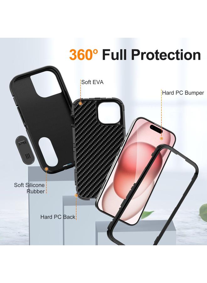 اس-توب جراب لهاتف iPhone 15 Plus Defender Gen2 مصنوع من مادة PC المتينة + جراب هاتف من السيليكون مع حامل - Image 4