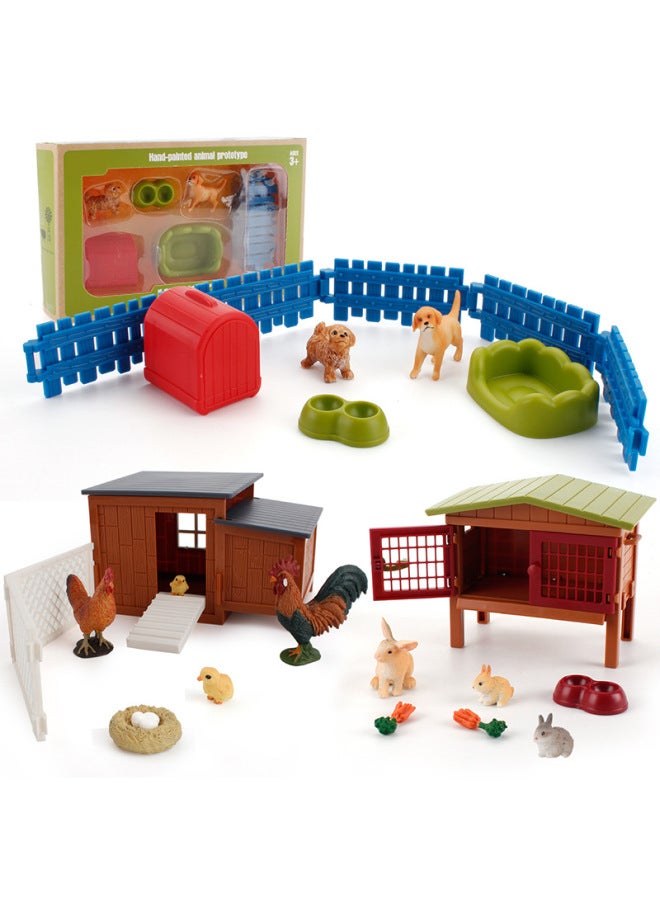 Simulation Children's Poultry Animal Model Set Chicken Nest Rabbit Nest Golden Retriever Dog Kennel Fun Scene Ornaments-Color:16ZQ006A Golden Hair Nest Set 156g - Image 3