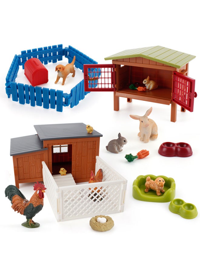 Simulation Children's Poultry Animal Model Set Chicken Nest Rabbit Nest Golden Retriever Dog Kennel Fun Scene Ornaments-Color:16ZQ006A Golden Hair Nest Set 156g - Image 2