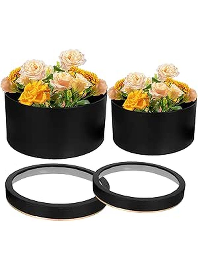 HONMEET 2pcs Valentine's Flower Boxes PVC Bouquet Holders With Window Lid - Image 1