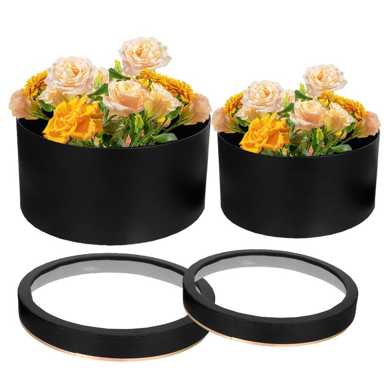 HONMEET 2pcs Valentine's Flower Boxes PVC Bouquet Holders With Window Lid - Image 2