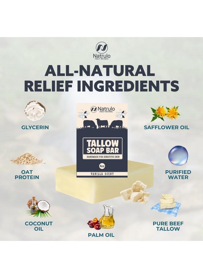 Natrulo Beef Tallow Soap Bar - All Natural Grass Fed Tallow Soap Vanilla - Moisturizing Face & Body Wash Great for Eczema, Dry, Itchy, Sensitive Skin - Handcrafted Bath Soap for Adults, Kids, Made in USA - Image 5