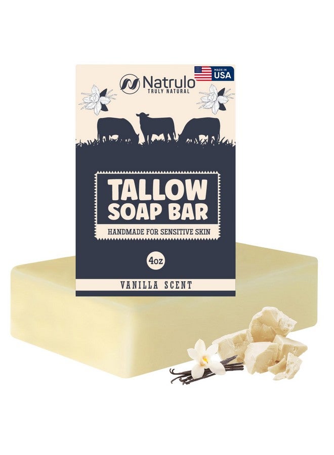 Natrulo Beef Tallow Soap Bar - All Natural Grass Fed Tallow Soap Vanilla - Moisturizing Face & Body Wash Great for Eczema, Dry, Itchy, Sensitive Skin - Handcrafted Bath Soap for Adults, Kids, Made in USA - Image 1