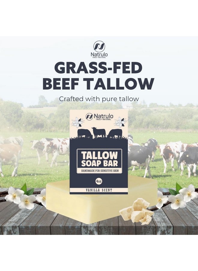 Natrulo Beef Tallow Soap Bar - All Natural Grass Fed Tallow Soap Vanilla - Moisturizing Face & Body Wash Great for Eczema, Dry, Itchy, Sensitive Skin - Handcrafted Bath Soap for Adults, Kids, Made in USA - Image 2