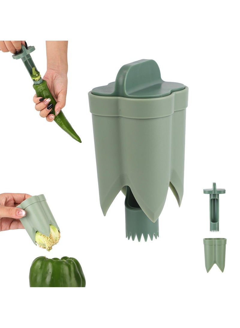 Pepper Corer, Pepper Deseeder Bell Pepper Corer Pepper Corer Tool 2 in1 Fruit Pepper Corer Bell Pepper Cutter for Kitchen Home Family Camping