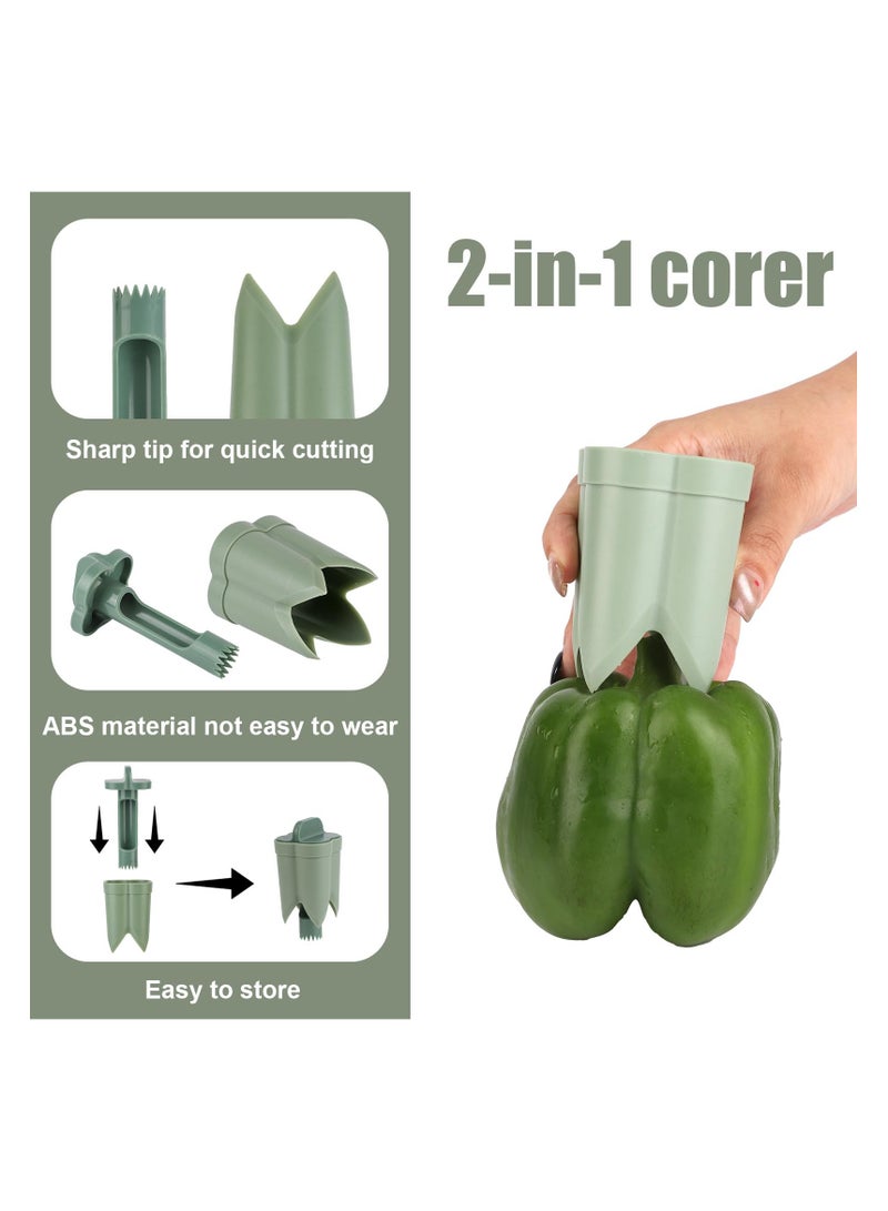 Pepper Corer, Pepper Deseeder Bell Pepper Corer Pepper Corer Tool 2 in1 Fruit Pepper Corer Bell Pepper Cutter for Kitchen Home Family Camping