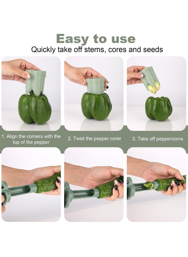 Pepper Corer, Pepper Deseeder Bell Pepper Corer Pepper Corer Tool 2 in1 Fruit Pepper Corer Bell Pepper Cutter for Kitchen Home Family Camping