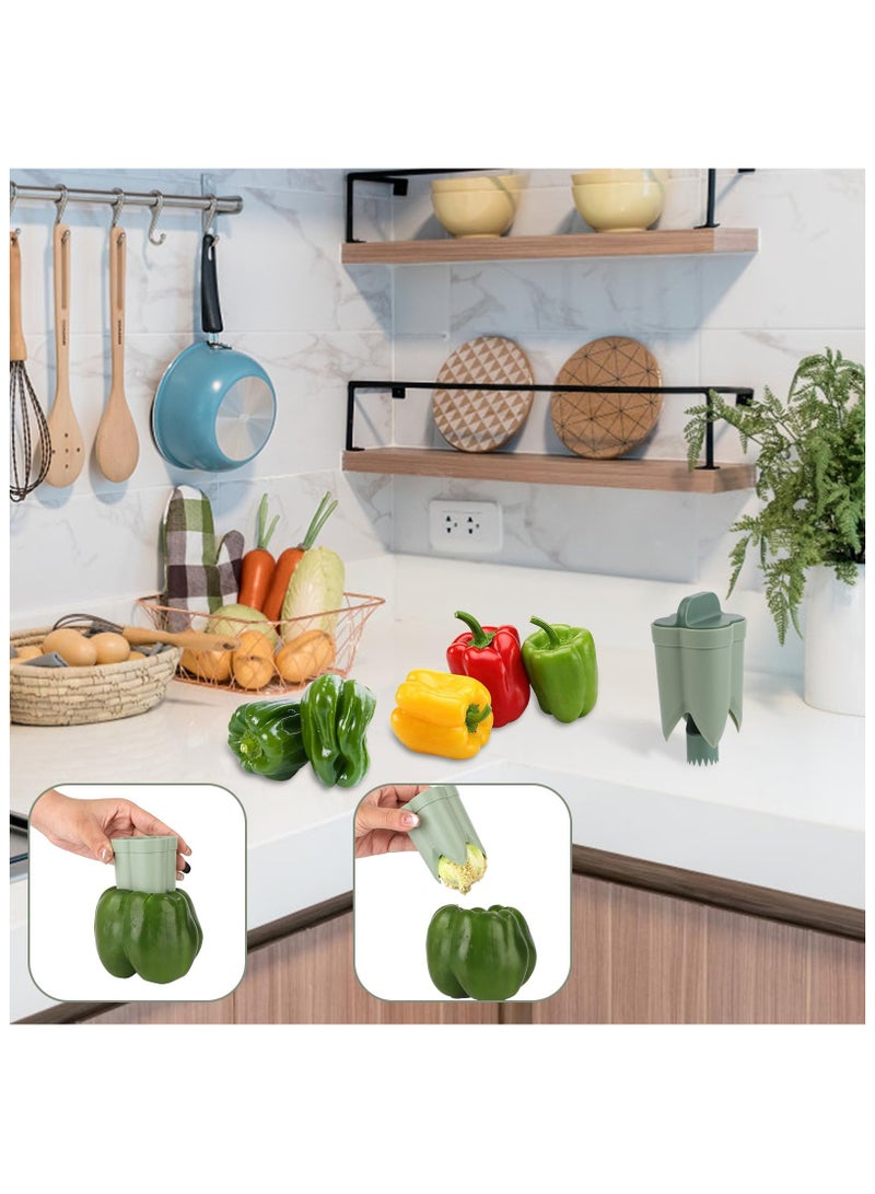 Pepper Corer, Pepper Deseeder Bell Pepper Corer Pepper Corer Tool 2 in1 Fruit Pepper Corer Bell Pepper Cutter for Kitchen Home Family Camping