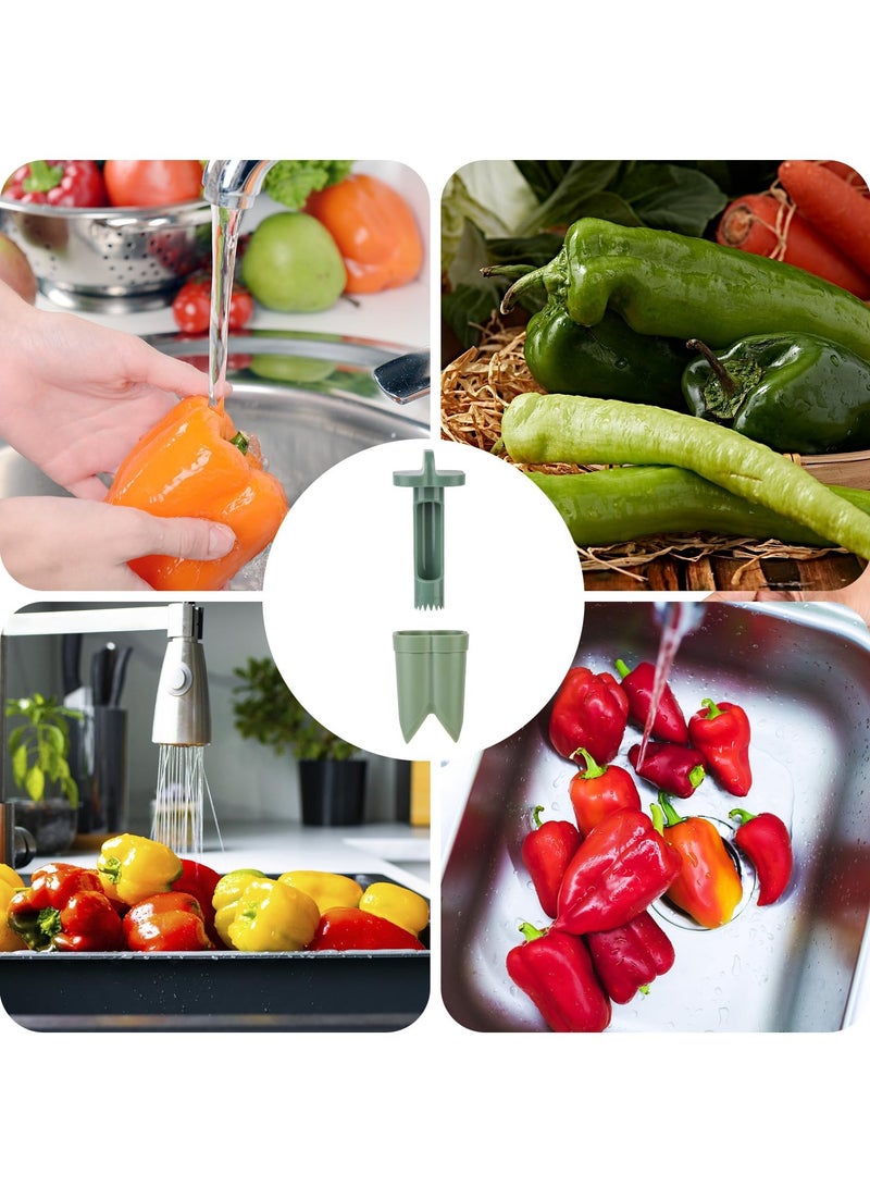 Pepper Corer, Pepper Deseeder Bell Pepper Corer Pepper Corer Tool 2 in1 Fruit Pepper Corer Bell Pepper Cutter for Kitchen Home Family Camping