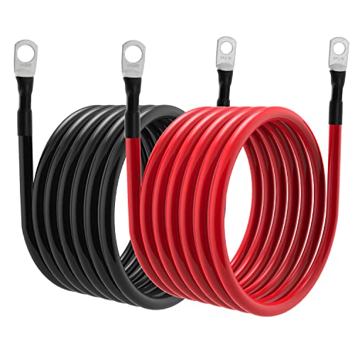 TUELETFU كابلات بطارية 5 AWG كابلات عاكس الطاقة 5 قياس مع لقم 3/8 بوصة و 5/16 بوصة في كل طرف للسفن البحرية والقوارب والمركبات الترفيهية والسيارات والشاحنات والجرارات والدراجات النارية 2 قطعة (10 قدم، 5 AWG) - Image 5
