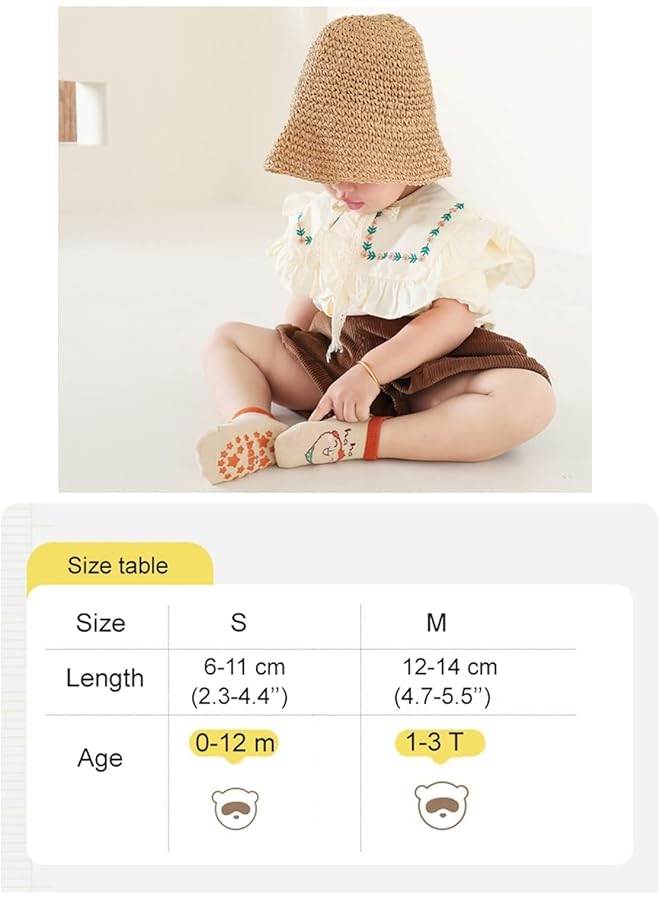 erorex 6Pcs Baby Non Skid Grip Socks Kids Cartoon Cute Floor Ankle Socks With Grips Cotton Animal Socks - Image 4