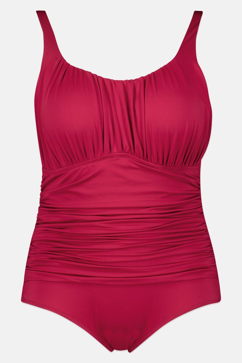 Caribbean Sand Women Plus Size Plain Padded One Piece Swimsuit, Purple - Image 1