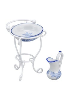 Zerodis Dollhouse Furniture Bathroom Set 1:12 Washbasin Stand Doll House Kettle And Basin Dollhouse Bathroom Accessories  - Image 1